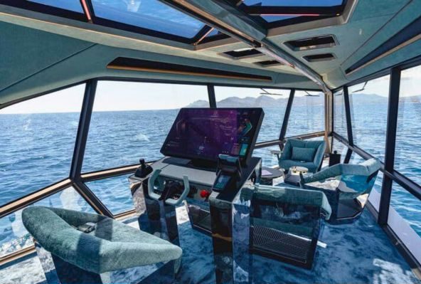 Interior design of THE ICON, the world's first battery-powered marine craft