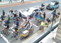bicycles and cars in London